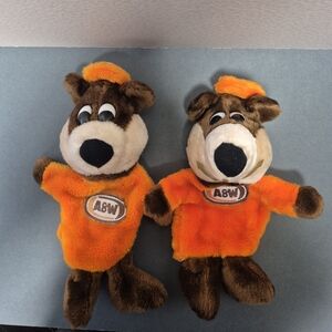 Vintage A&W Root Beer Bear Plush Puppet(s) (2)  - Korea
